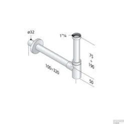 Sifon Mini Met Muurbuis 25cm 5/4" Met Rozet Chroom -Badkamermeubels 0520075 tech