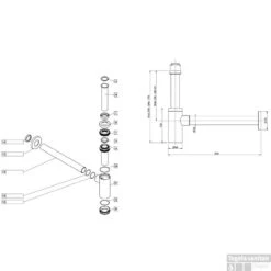 Sifon Plieger Napoli 5/4M Muurbuis Chroom 5 Sifon Plieger Napoli 5/4M Muurbuis Chroom -Badkamermeubels 1304005 tekening 1