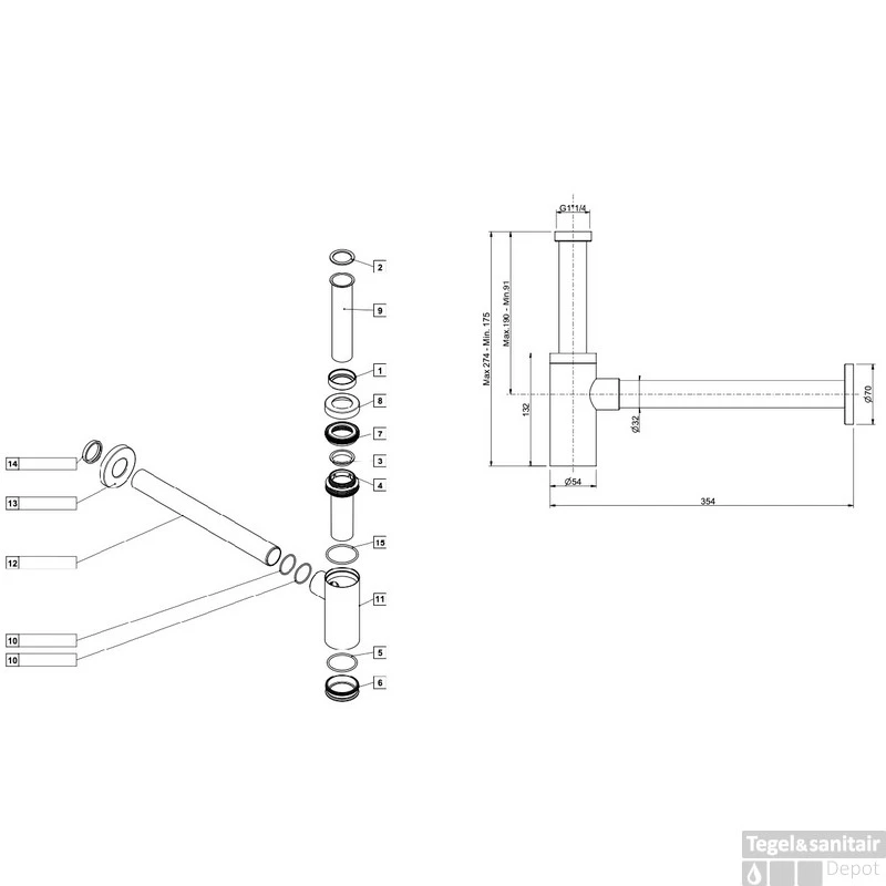 Sifon Plieger Napoli 5/4M Muurbuis Chroom 4 Sifon Plieger Napoli 5/4M Muurbuis Chroom - Afbeelding 2
