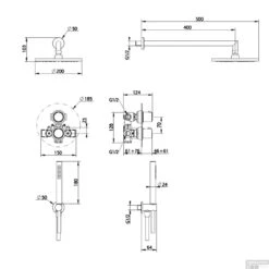 Regendoucheset Inbouw Salenzi Giro R Muur Uitloop Gegalvaniseerd Geborsteld Koper 30 Cm -Badkamermeubels 14aj1504 tech 2 4 1 1 1 1
