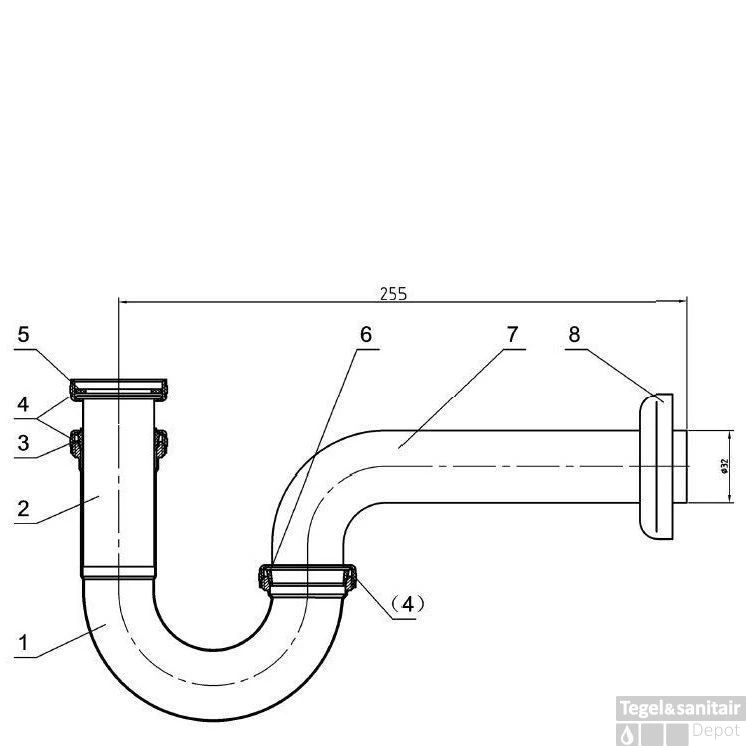 Buissifon Wiesbaden Rond Incl Rozet. Chroom 4 Buissifon Wiesbaden Rond Incl Rozet. Chroom - Afbeelding 2