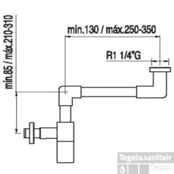 Tres Wastafelsifon 16110362 -Badkamermeubels 1860880 tres wastafelsifon 16110362 lijntekening 1