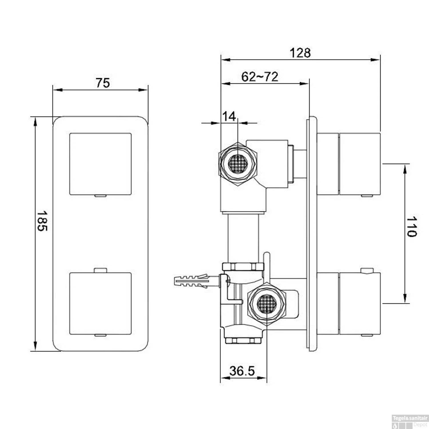 Thermostatische Inbouw Regendouche Set Wiesbaden Type 13 Plafondarm 20 Cm Vierkant Glijstang 13 Thermostatische Inbouw Regendouche Set Wiesbaden Type 13 Plafondarm 20 Cm Vierkant Glijstang - Afbeelding 11