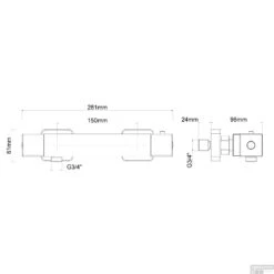 Douchethermostaat Eco Rombo 28cm Mat Zwart 6 Douchethermostaat Eco Rombo 28cm Mat Zwart -Badkamermeubels 29.4235 1