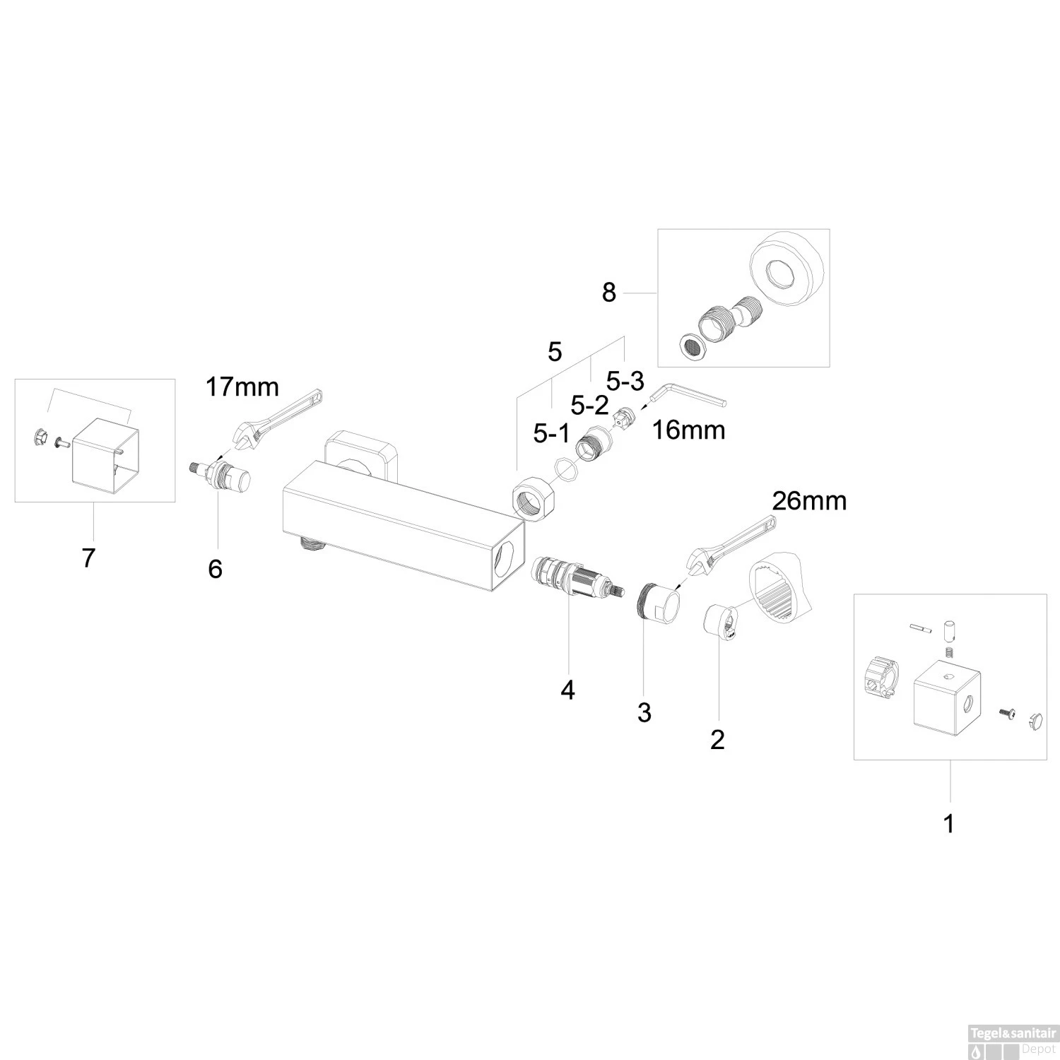 Douchethermostaat Eco Rombo 28cm Mat Zwart 5 Douchethermostaat Eco Rombo 28cm Mat Zwart - Afbeelding 3