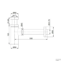Sifon Wiesbaden Star Luxe Muurbuis Met Roset 5/4" Mat-zwart -Badkamermeubels 33.2424 sifon wiesbaden star luxe muurbuis met roset 114 mat zwart 1