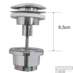 BWS Luxe Clickwaste 5/4 Laag Model Chroom -Badkamermeubels 33.4010 luxe clickwaste boss wessing laag model chroom 5 4 max 6 5 cm 2