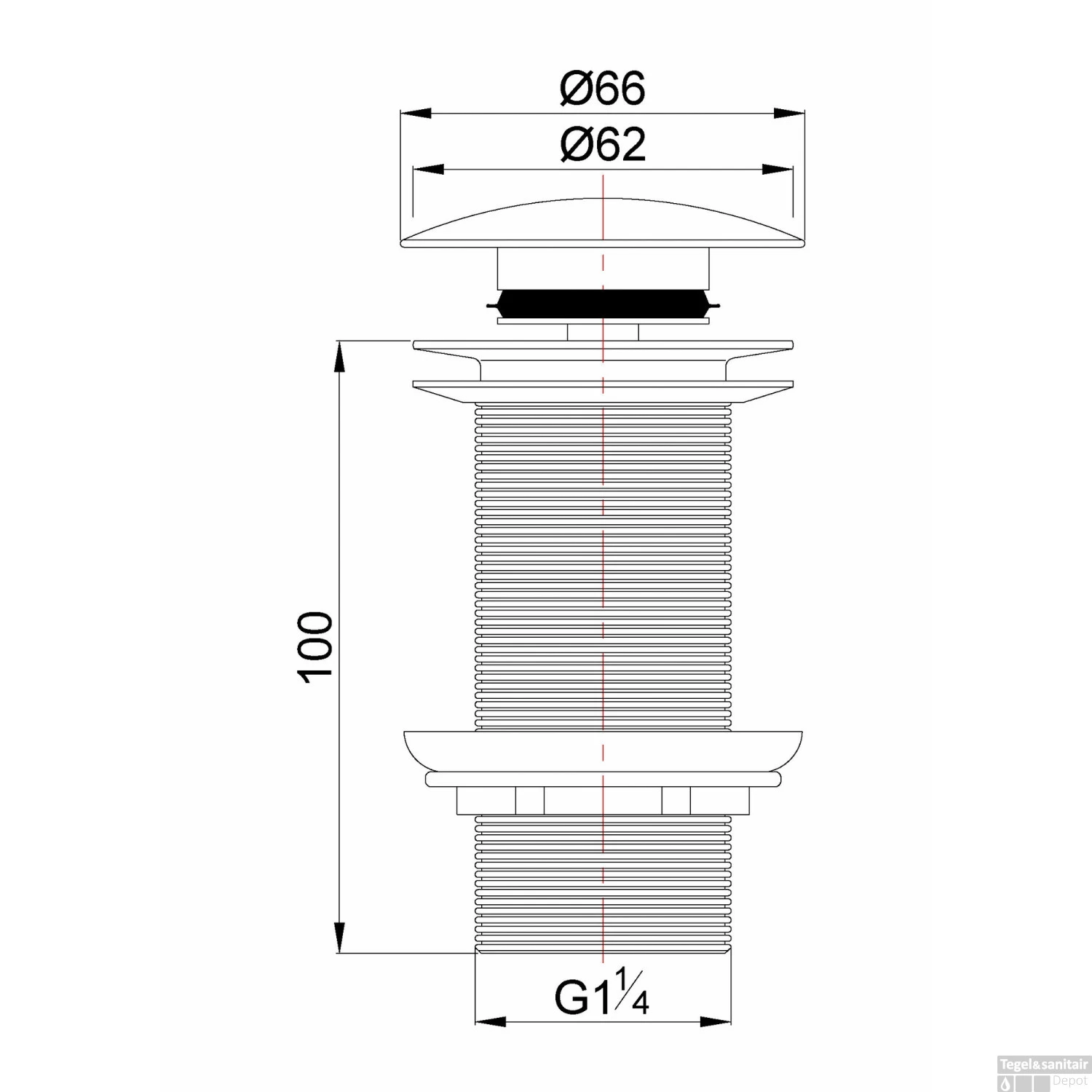 Clickwaste Wiesbaden Caral Verlengd 5/4" Gunmetal 4 Clickwaste Wiesbaden Caral Verlengd 5/4" Gunmetal - Afbeelding 2