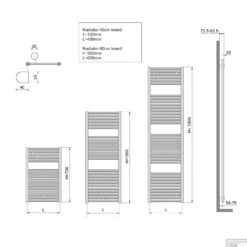 Sierradiator Wiesbaden Elara Mat Zwart 1817x600cm (midden/onder Aansluiting) -Badkamermeubels 41.3542tech 1