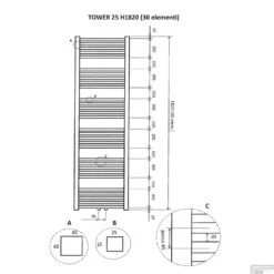 BWS Vulcanus Sierradiator Wit 182x60 Cm -Badkamermeubels 41.3561 tech