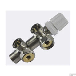 Onderblok Radiatoraansluitset Wiesbaden 16x2,0 +15 Knel Haaks Rechts Aansluiting Geborsteld Staal (RVS Look) -Badkamermeubels 43.3682