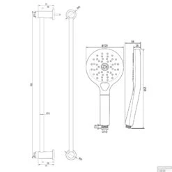 Douchekraanset Brauer Copper Carving Opbouw Met Glijstang En Ronde Handdouche Geborsteld Koper -Badkamermeubels 5 gk 086 2 tech