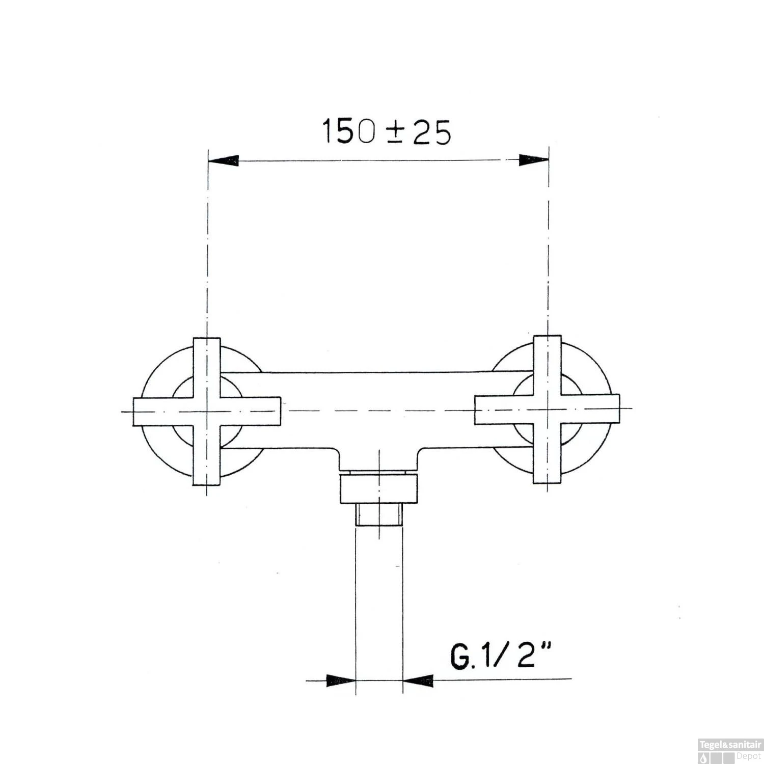 Opbouw Douchekraan Sapho Axia Mengkraan 2-kruisgreep Chroom 4 Opbouw Douchekraan Sapho Axia Mengkraan 2-kruisgreep Chroom - Afbeelding 2