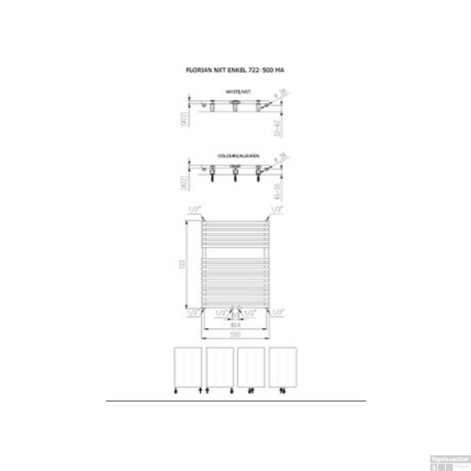 Designradiator Florion Nxt Enkel 72,2 X 50 Cm 391 Watt Pearl Grey - Afbeelding 2