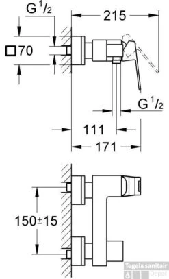 Grohe Eurocube Douchekraan 15 Cm. Chroom -Badkamermeubels 75274