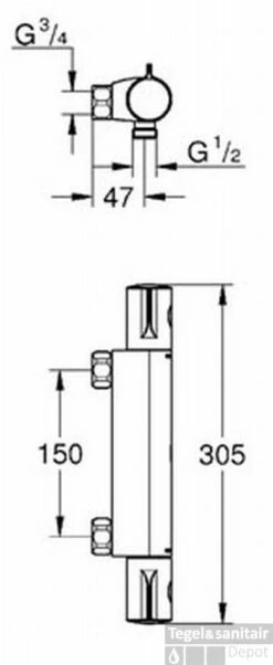 Grohe Grohtherm 800 Douchethermostaat Zonder Kopp. Chroom -Badkamermeubels 83970