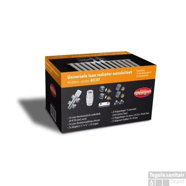 BWS Onderblok Radiatoraansluitset 16x2,0 +15 Knel Recht Midden Aansluiting Chroom 3 BWS Onderblok Radiatoraansluitset 16x2,0 +15 Knel Recht Midden Aansluiting Chroom
