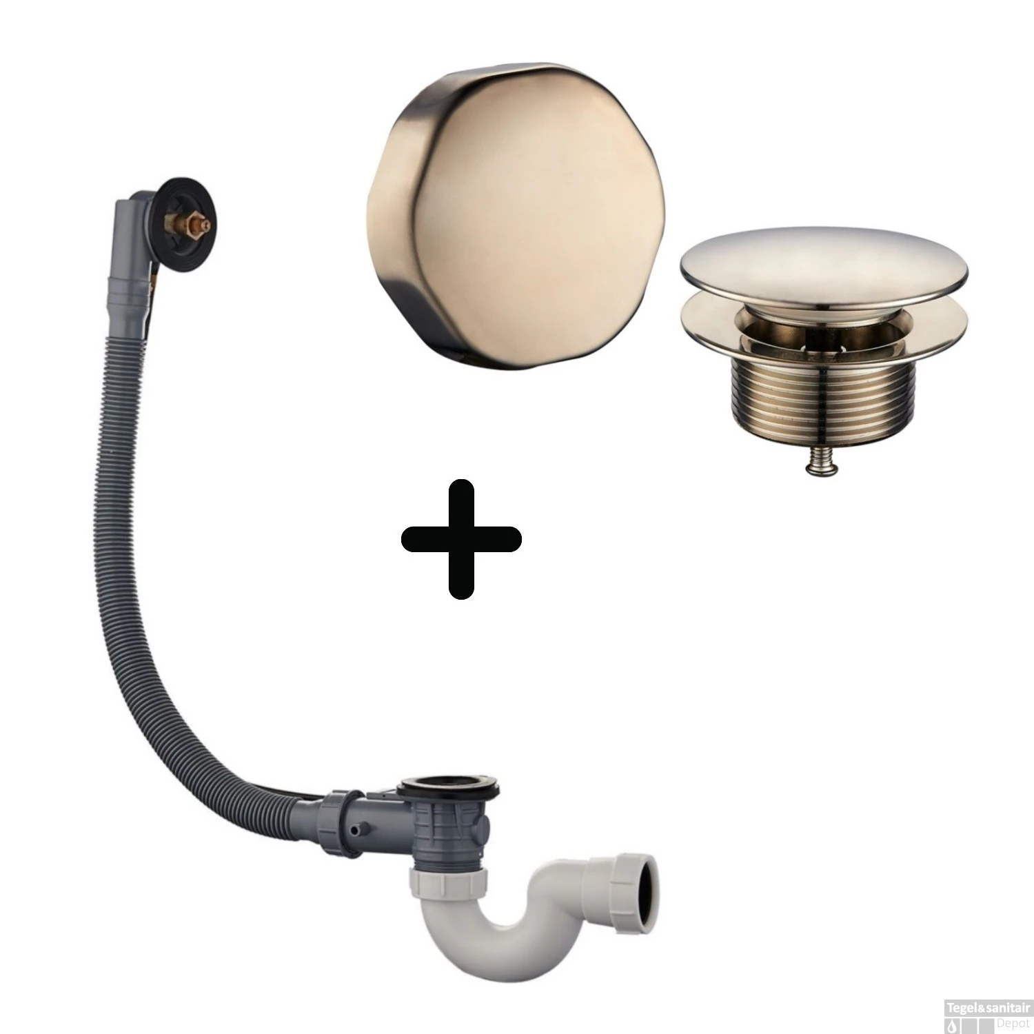 Badafvoer Met Overloopcombinatie Wiesbaden Geborsteld Staal (RVS Look) 3 Badafvoer Met Overloopcombinatie Wiesbaden Geborsteld Staal (RVS Look)