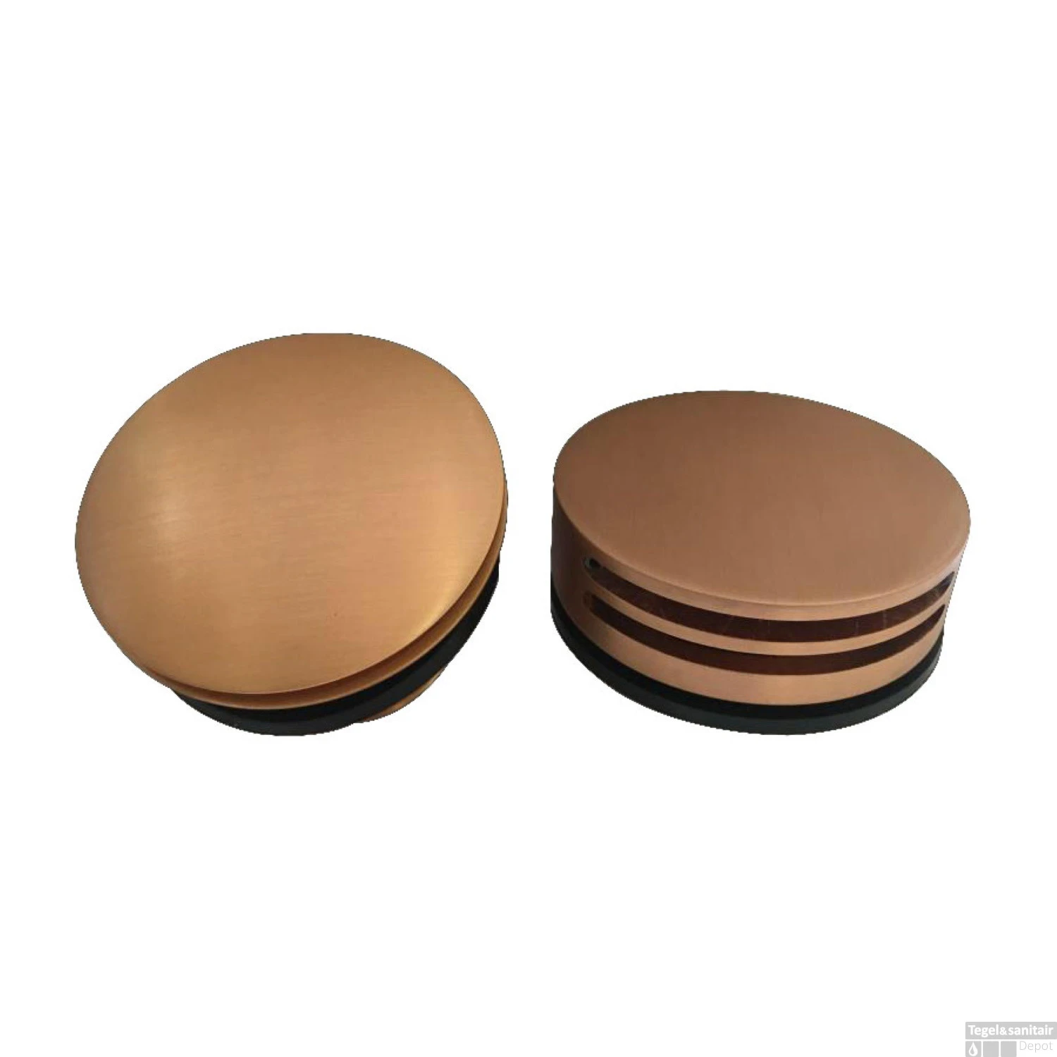 Badafvoerplug Set Boss & Wessing Tbv Badoverloopcombinatie Met Vulfunctie Rond Geborsteld Koper