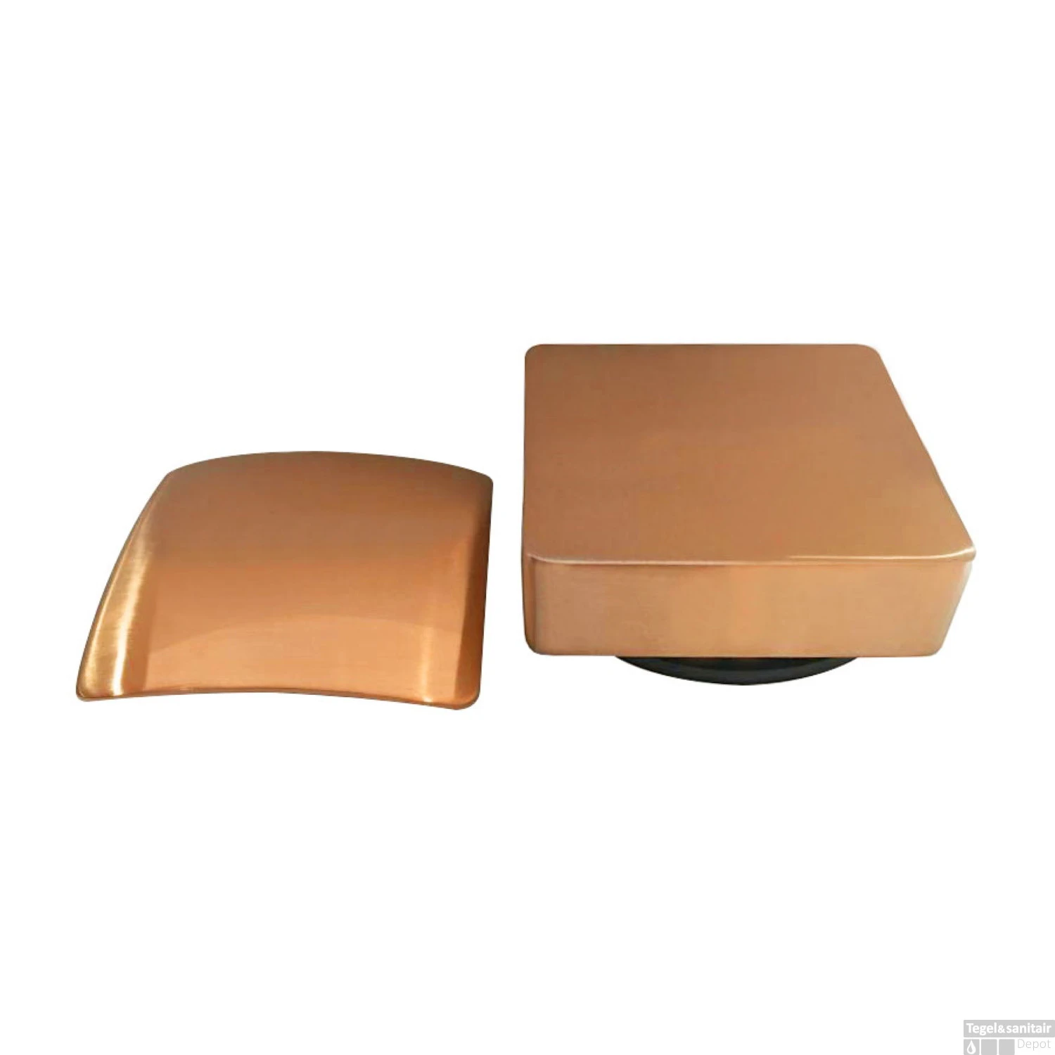 Badafvoerplug Set Boss & Wessing Tbv Badoverloopcombinatie Met Vulfunctie Vierkant Geborsteld Koper