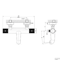 Badmengkraan Thermostatisch Boss & Wessing James Hartafstand 15 Cm Mat Zwart -Badkamermeubels badmengkraan thermostatisch hartafstand 15 cm tech 2