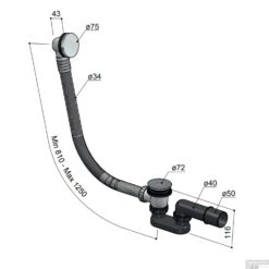 Badoverloop Hotbath Archie Verlengd Geborsteld Gunmetal PVD -Badkamermeubels badoverloop hotbath archie verlengd geborsteld messing pvd tech 2