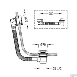 Badplugafvoer Tres Complementos Cascade Met Overloop RVS -Badkamermeubels badplugafvoer tres complementos cascade met overloop rvs tech