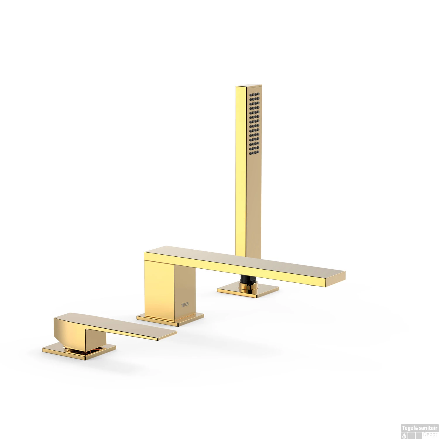 Badrandkraan Tres Slim Exclusive Met Handdoucheset Rechte Uitloop 18 Cm Goud