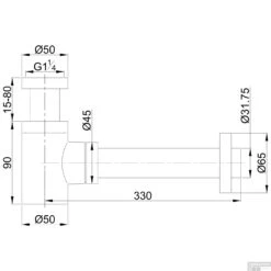 Bekersifon Boss & Wessing Verkort Rond Incl. Muurbuis En Rozet Chroom -Badkamermeubels bekersifon boss wessing verkort rond incl. muurbuis en rozet chroom