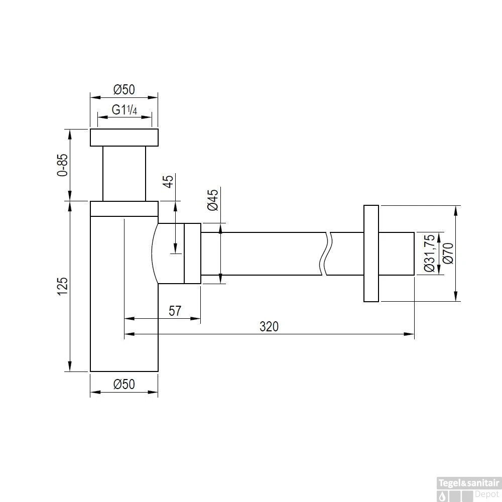 Bekersifon Brauer Brushed Geborsteld RVS 4 Bekersifon Brauer Brushed Geborsteld RVS - Afbeelding 2