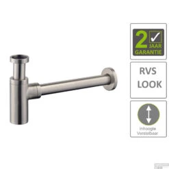 BWS Bekersifon Luxe Rond 5/4" RVS Look (Inclusief Muurbuis En Rozet)