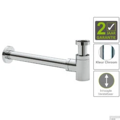 BWS Bekersifon Luxe Rond Laag 5/4" Chroom (Inclusief Muurbuis En Rozet)