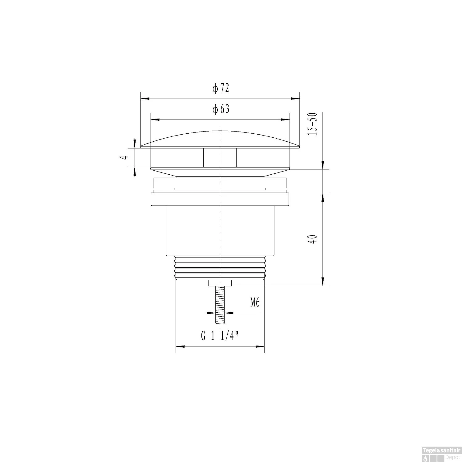 BWS Clickwaste 5/4 Laag Chroom 4 BWS Clickwaste 5/4 Laag Chroom - Afbeelding 2