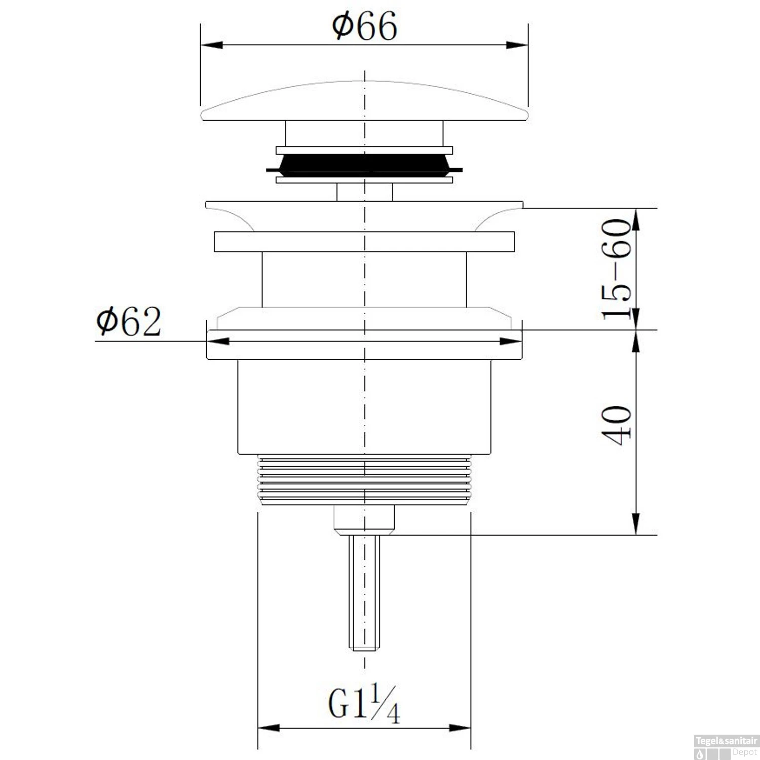 BWS Clickwaste Luxe Laag Model Keramiek 5/4" Wit 6 BWS Clickwaste Luxe Laag Model Keramiek 5/4" Wit - Afbeelding 4