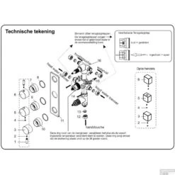 BWS Douchethermostaat 3Wegs Inbouw Rond Chroom -Badkamermeubels bws douchethermostaat 3wegs inbouw rond chroom detail1