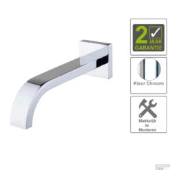 BWS Inbouwuitloop Vierkant 25cm 1/2" Chroom
