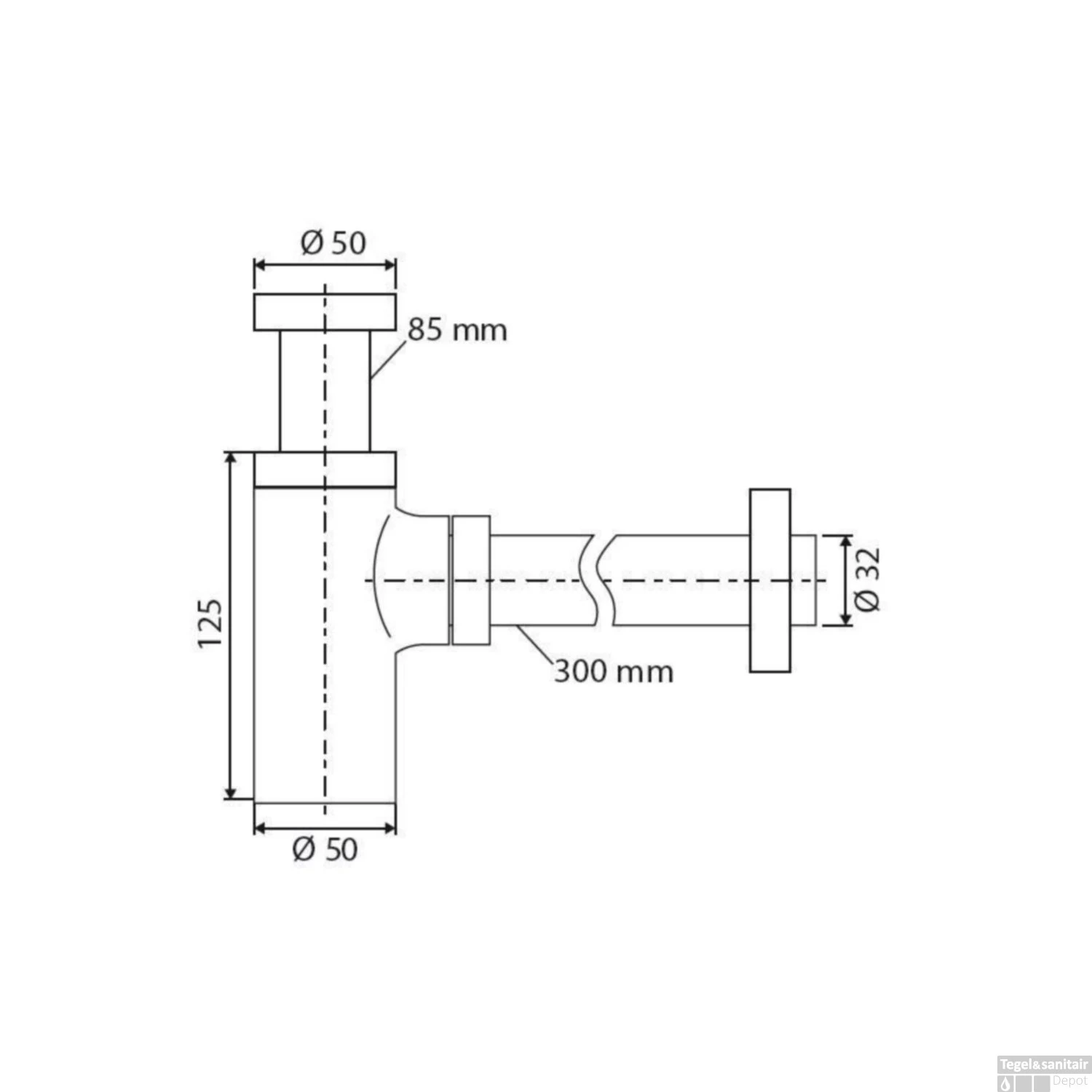 BWS Luxe Bekersifon Rond Chroom 5/4 Incl Muurbuis En Rozet 4 BWS Luxe Bekersifon Rond Chroom 5/4 Incl Muurbuis En Rozet - Afbeelding 2