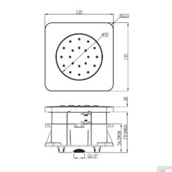 BWS Zijdouche Inbouw Verstelbare Vierkant 13.5x13.5cm Chroom -Badkamermeubels bws zijdouche inbouw verstelbare vierkant 13.5x13.5cm chroom tech