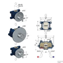 Douchethermostaat Hotbath Chap Inbouw 2 Stopkranen Kruisgreep Chroom (excl. Inbouwdeel) -Badkamermeubels c007cr douchethermostaat hotbath chap inbouw 2 stopkranen kruisgreep chroom tech 1