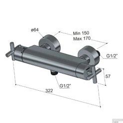 Douchethermostaat Hotbath Chap Opbouw Onderaansluiting 2-kruisgreep Chroom -Badkamermeubels c008cr douchethermostaat hotbath chap opbouw onderaansluiting 2 kruisgreep chroom tech