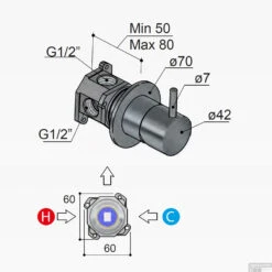 Inbouw Douchemengkraan Hotbath Cobber 1-hendel Verouderd IJzer -Badkamermeubels cb031extai inbouw douchemengkraan hotbath cobber 1 hendel verouder ijzer tech