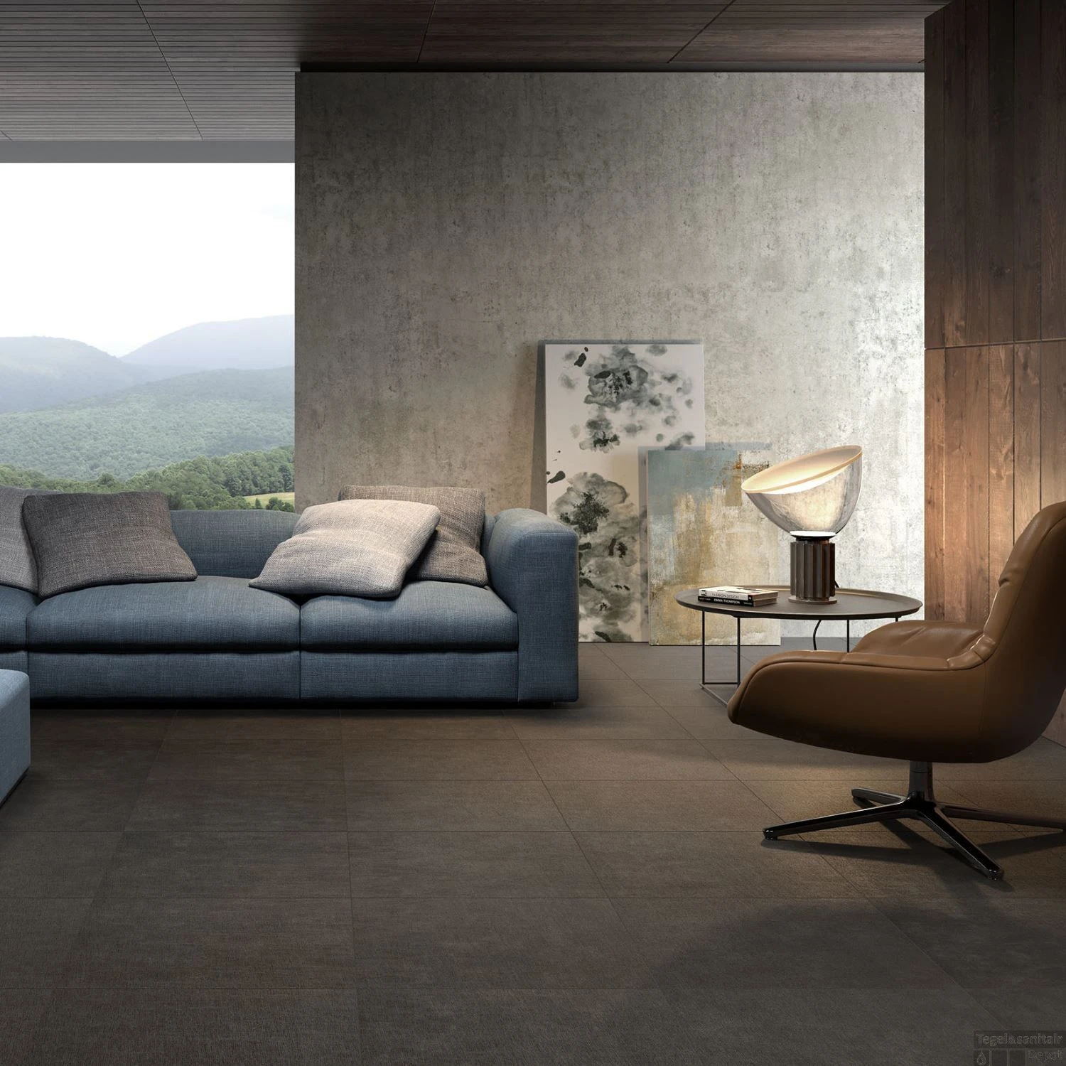 Vloertegel Rak Surface Charcoal Half Gepolijst 60X60Cm (Doosinhoud 1,44M²) 4 Vloertegel Rak Surface Charcoal Half Gepolijst 60X60Cm (Doosinhoud 1,44M²) - Afbeelding 2