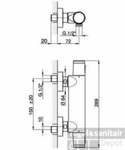 Cisal Less Douche Thermostaatkraan Opbouw LST0101 Chroom