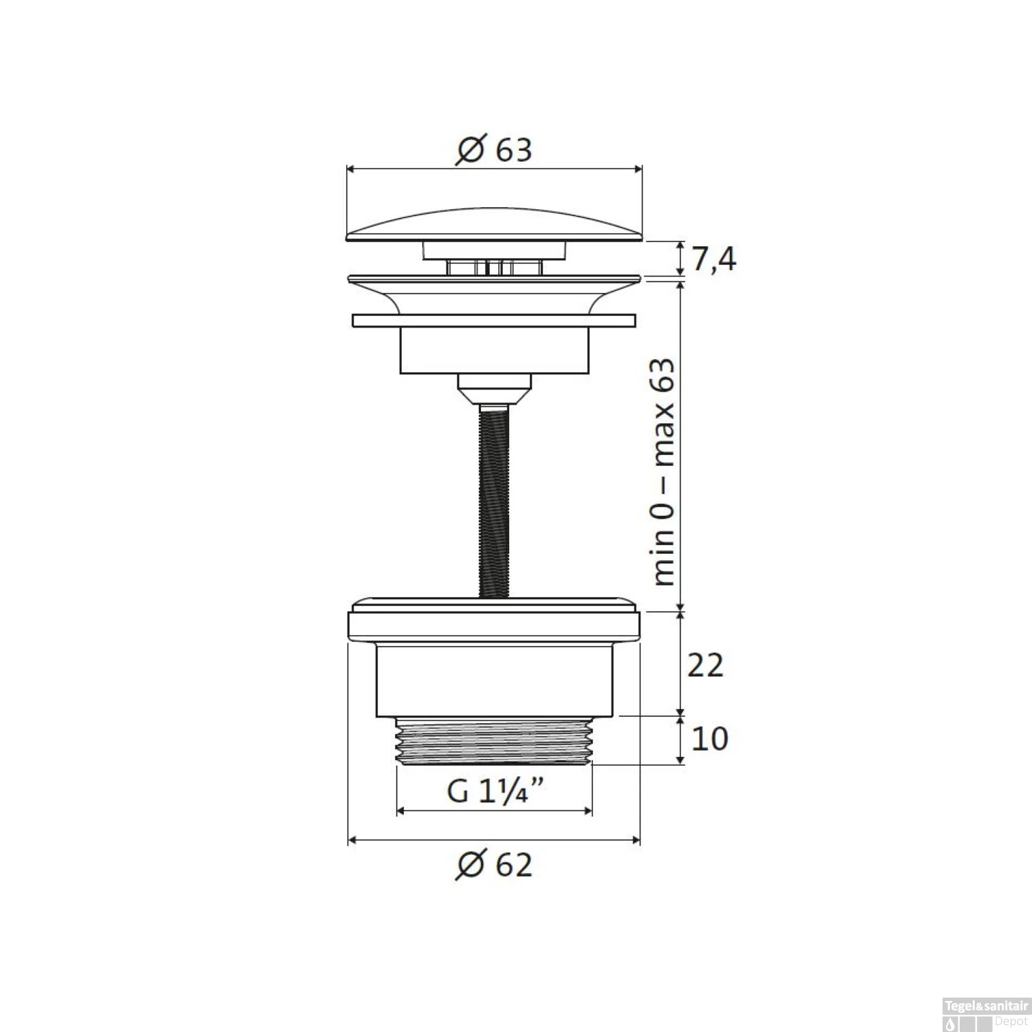 Clickwaste Design Herzbach Living Universeel 5/4'' Chroom Zonder Overloop 4 Clickwaste Design Herzbach Living Universeel 5/4'' Chroom Zonder Overloop - Afbeelding 2