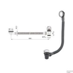 Clickwaste Luca Sanitair Voor Primo Baden Met Bad Overloop Mat Zwart -Badkamermeubels clickwaste luca sanitair voor primo baden met bad overloop chroom tech 1