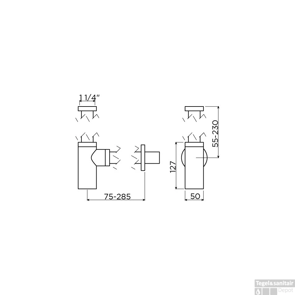 Clou InBe Designsifon Type 1 Messing Mat Zwart 5x28.5x23cm - Afbeelding 2
