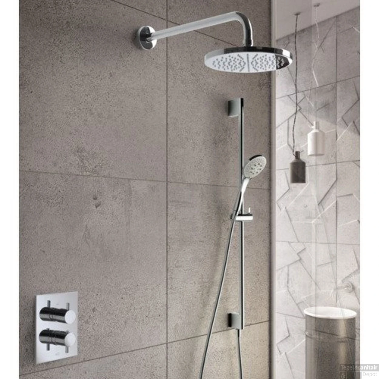 Complete Regendouche Hotbath Get Together IBS2A Inbouwset Met 2-Weg Stop Omstel Vierkant - Afbeelding 2