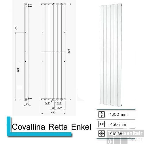 Handdoekradiator Covallina Retta Enkel 1800 X 450 Mm Mat Zwart 3 Handdoekradiator Covallina Retta Enkel 1800 X 450 Mm Mat Zwart