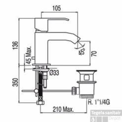 Wastafelkraan Cuadro-Tres 106103 Chroom 7 Wastafelkraan Cuadro-Tres 106103 Chroom -Badkamermeubels cuadro tres wastafelkraan 106103 chroom technisch