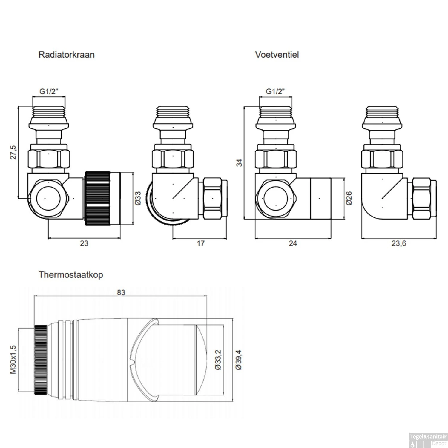 Design Aansluitset Radiator Plieger Como Universeel Dubbel Haaks Mat Zwart - Afbeelding 2